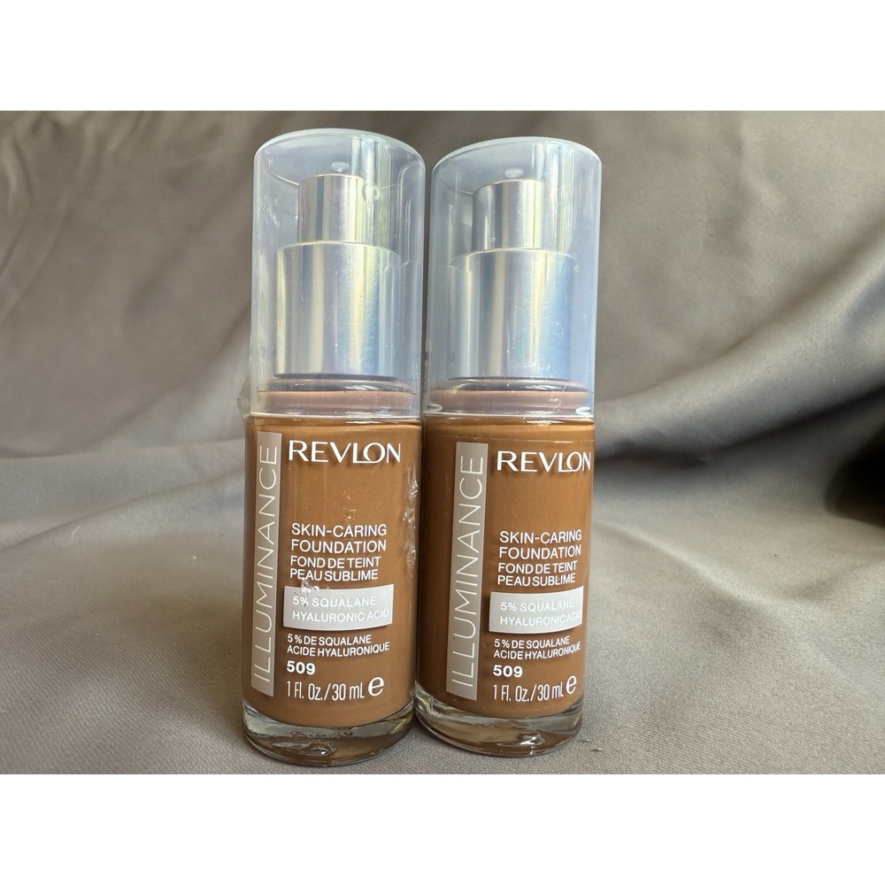 NEW Set of 2‎ REVLON ILLUMINANCE Skin-Caring Liquid Foundation 509 Brown 1 fl oz